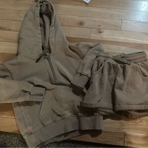 Little Bipsy Kids Tan Hoodie and Shorts Set